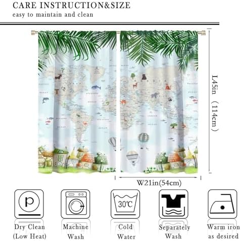 Cute Cartoon Map Curtains for Kids