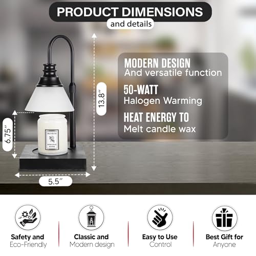 VISUAL DIGESTION Candle Warmer Lamp for Large Jar Candles - Electric with Timer and Dimmable 3000K