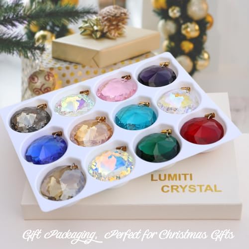 12 Pcs Crystal Glass Christmas Balls Ornaments
