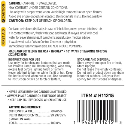 Hyoola Citronella Lamp Oil 1 Gallon Smokeless