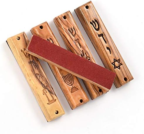 Peer Hastam Olive Wood Mezuzah Cases Set of 5