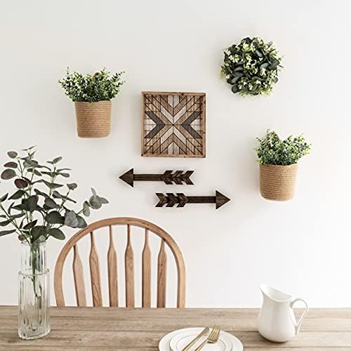 Dahey 2 Pack Wall Hanging Rope Baskets with Artificial Eucalyptus