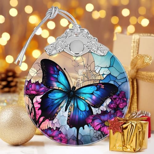 Stained Glass Butterfly Christmas Tree Ornament