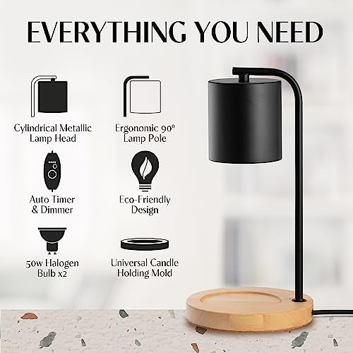 Coyal Flameless Candle Warmer Lamp with Timer and Dimmer - Black Wood