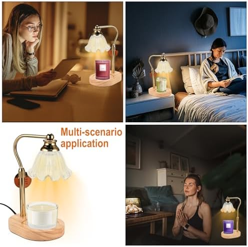 Womens Gift Height-Adjustable Flower Candle Warmer Lamp with Timer and Dimmer
