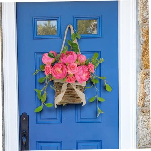 Peony Door Wreath Basket for Front Door Flowers Spring Welcome Decor