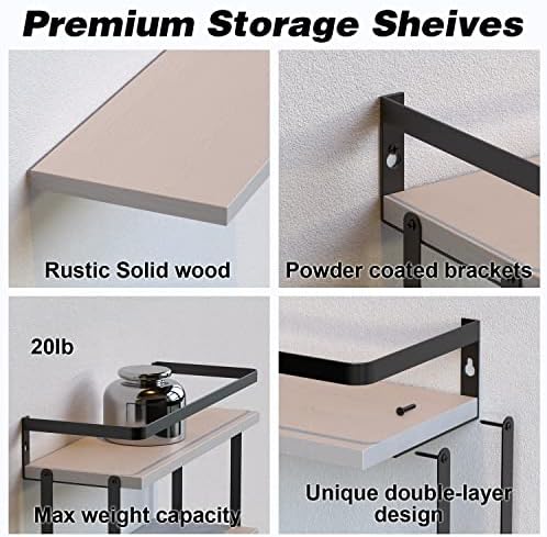 RICHER HOUSE 21 Tier Floating Wall Shelves Set of 2 - White