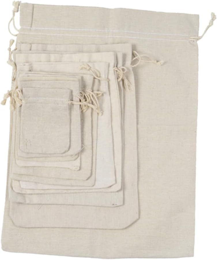 4pcs Cotton Tea Storage Sachets with Drawstring Design