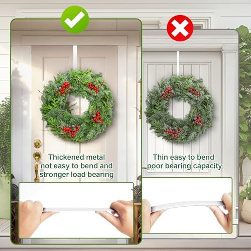 2 Pack 15 Inch Wreath Door Hanger for Holidays and Decor