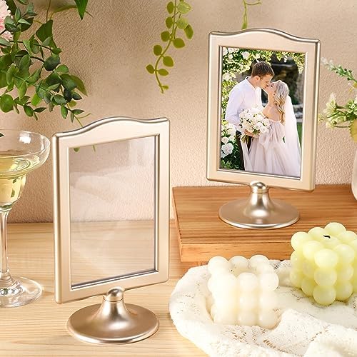 Soaoo 24 Pcs Double Sided Gold Picture Frames for Tabletop Display