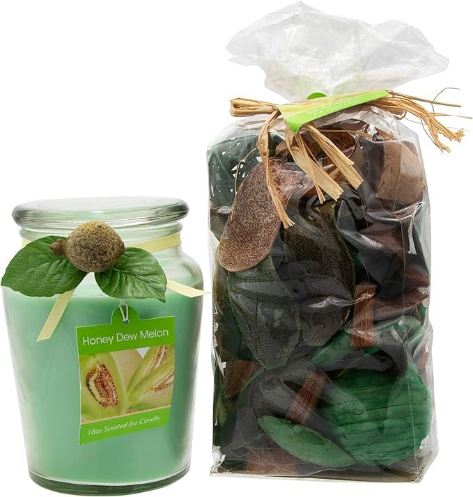 Classic Green Honey Dew Melon 18oz Candle and Potpourri Set