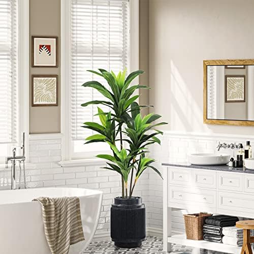 VIAGDO 4ft Artificial Dracaena Silk Plant Faux Tree for Home Decor