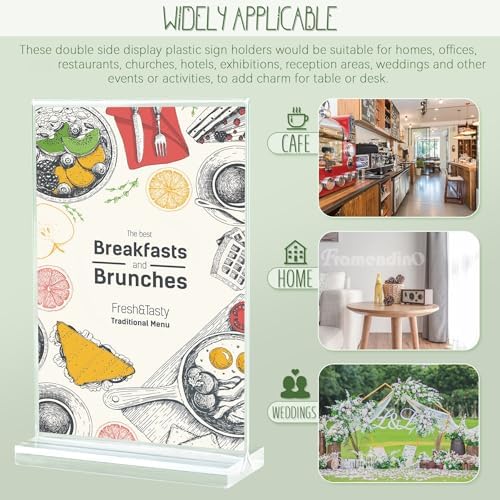 Framendino 6 Pack Clear Acrylic T-Shape Photo Frame Holders