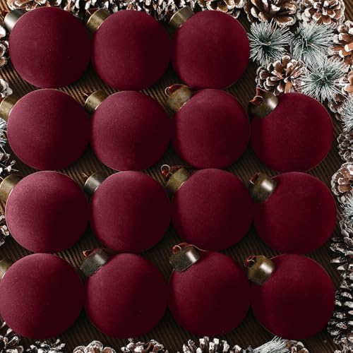 Liliful 15 Pcs Velvet Christmas Balls Decor