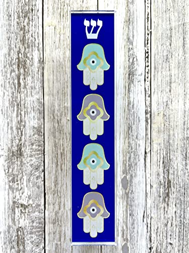 Hamsa Mezuzah Acrylic Aluminum Scroll Case
