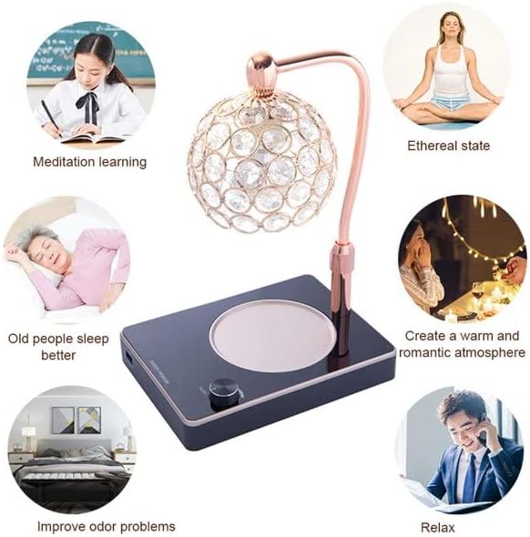 Elegant Adjustable Candle Warmer Lamp with Timer and Night Light - Silver