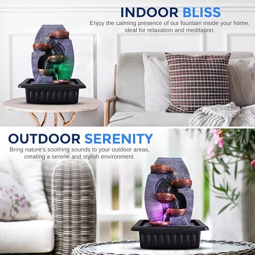 SereneLife Tabletop Water Fountain Zen Relaxing Decor for Meditation and Stress Relief