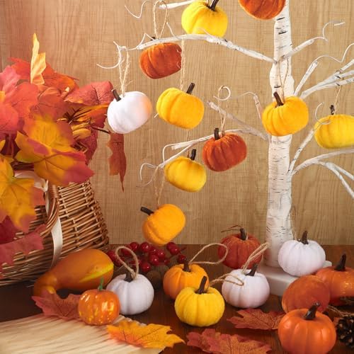 16PCS Fall Thanksgiving Pumpkin Hanging Velvet Decorations