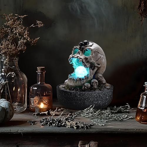 Gothic Skull Water Fountain with LED Light