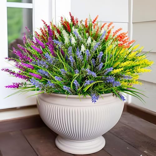 Agusbagli 48 Bundles Artificial Grass Fake Plants for Outdoor Decor