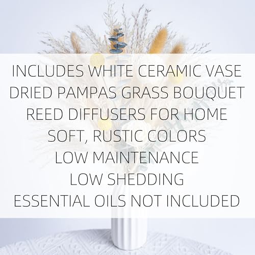 Pampas Grass Decor with White Ceramic Vase