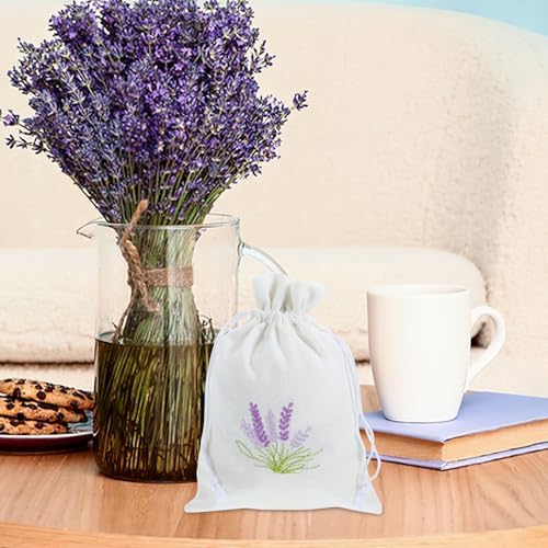 Zerodeko 10pcs Lavender Linen Drawstring Sachet Bags