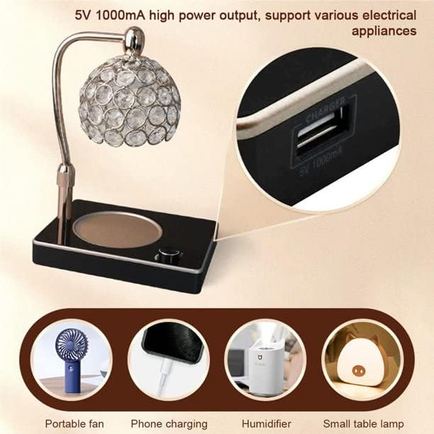 Elegant Adjustable Candle Warmer Lamp with Timer and Night Light - Silver