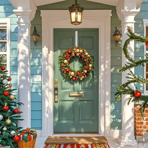 Double Side Wreath Hanger Over The Door - Large Metal Hook for Christmas