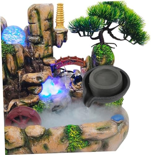 Decorative Tabletop Water Fountain with LED Light for Home Office Ambiance