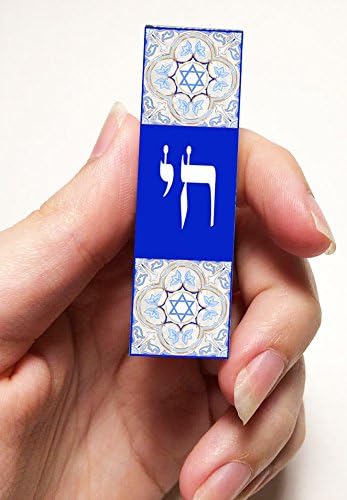 Car Mezuzah with Travelers Prayer Scroll and CHAI Stars of David Design