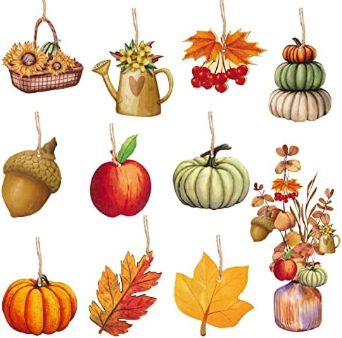 Haooryx 31Pcs Autumn Wooden Hanging Ornaments Set