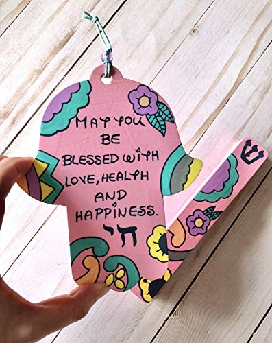 Lea Joelle Hamsa Mezuzah Set with Blessing Light Pink