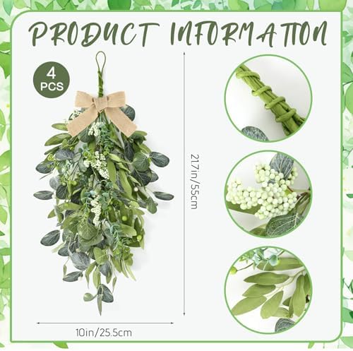 Eucalyptus Wreath Front Door 4 Pack Farmhouse Decor