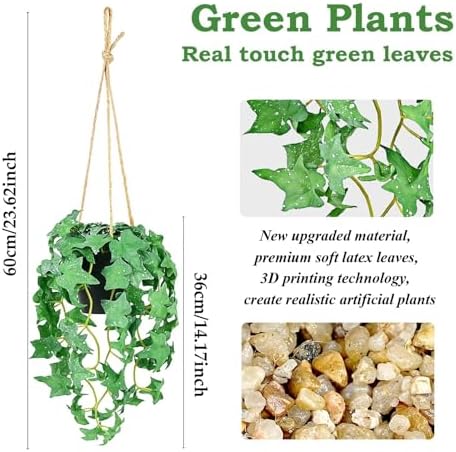 Real Touch Artificial Hanging Plants with Pot for Home Office Decor