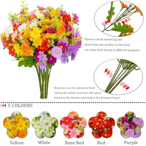 XONOR Artificial Daisy Flowers with Vase for Grave Decoration