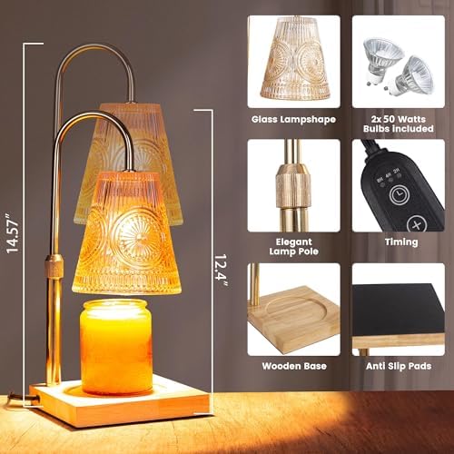 Elegant Candle Warmer Lamp with 2 Bulbs and Timer