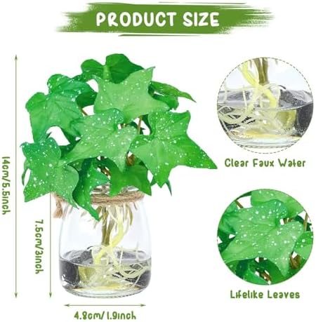 Faux Potted Plants with Realistic Water Glass Vase Decor