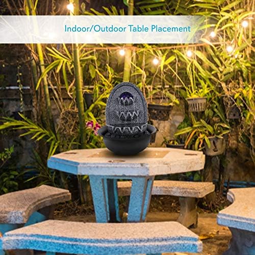 SereneLife 3-Tier Desktop Electric Fountain with LED Lighting