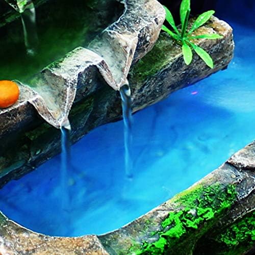 Tabletop Fountain with LED Light and Mist Resin Rockery Fountain Ornament for Home Office Decoration