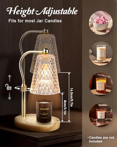 Candle Warmer Lamp with Timer and Dimmer Adjustable Height Scented Aroma Diffuser Home Decor