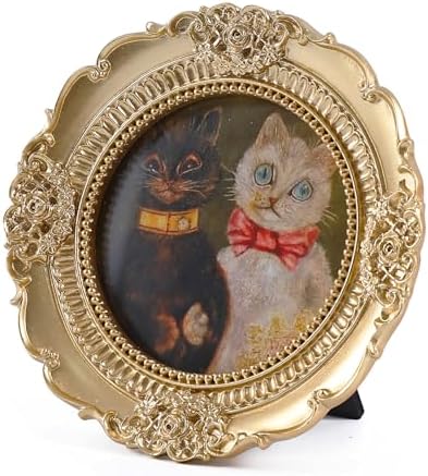 Vintage Round Picture Frame 3x3 Gold