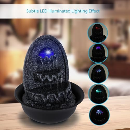 SereneLife 3-Tier Desktop Electric Fountain with LED Lighting