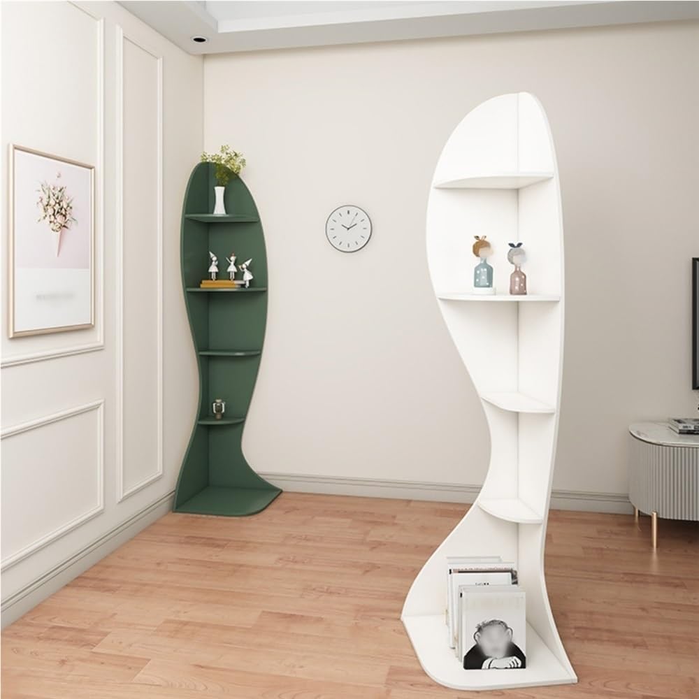 4-Layer Wood Corner Bookcase Storage Display Rack for Living Room