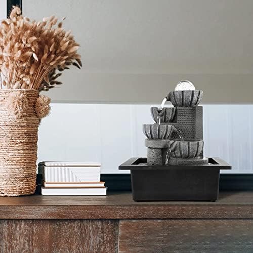 Dyna-Living Indoor Tabletop Water Fountain with LED Lights and Rolling Ball Design