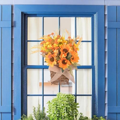 Door Hanger Basket Artificial Flower Garland for Wedding Home Decor