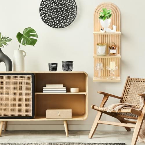 Geetery 2 Pcs Arch Wood Floating Shelf Modern Boho Decor