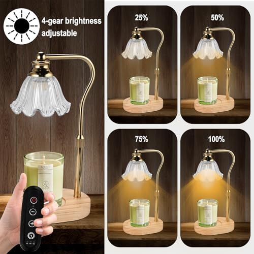 Womens Gift Height-Adjustable Flower Candle Warmer Lamp with Timer and Dimmer