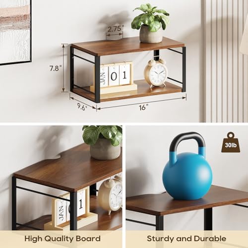 Vintage Brown Floating Nightstand for Bedroom