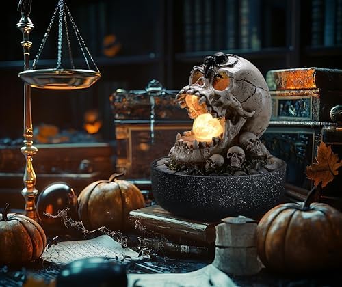 Gothic Skull Water Fountain with LED Light