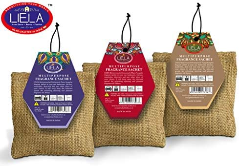 LIELA Jute Bag Natural Organic Fragrance Sachets Set of 3 Rose Sandal Lavender